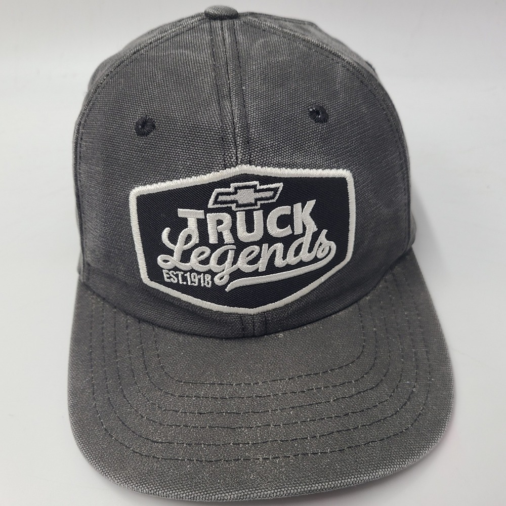 Chevrolet Hat Strapback (Fits Small) Gray Black Chevy Truck Legends Est 1918 Men